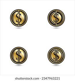 Gold coin with dollar sign illustration. vector dollar coin icon isolated on white background