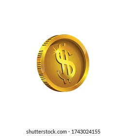 Gold coin with a dollar sign. Vector icon symbolizing success, wealth, and winnings. stock isolated illustration on a white background.