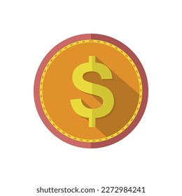 Gold coin with dollar sign. Vector illustration isolated on white background