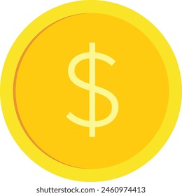 Moneda de oro con Ilustración vectorial de signo de dólar. Fondo transparente