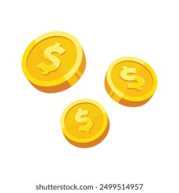 Moneda de oro con la Ilustración vectorial de la muestra del dólar aislada en el fondo blanco. Concepto de negocio y finanzas elemento de diseño.