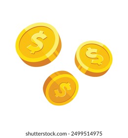 Gold coin with dollar sign vector illustration isolated on white background. Business and finance concept design element.
