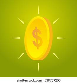 Gold coin with dollar sign. Vector illustration