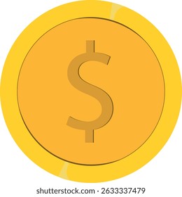 Gold Coin dollar Symbol, Digital Money Icon, Financial Currency Illustration, Investment Coin, Us Dollar Coin Concept, Simple Money Icon