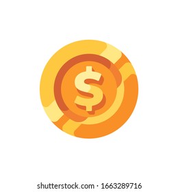 Gold coin with dollar symbol flat icon