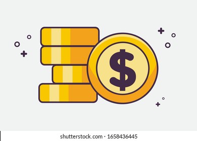 Gold coin with dollar symbols. Vector illustration EPS 10