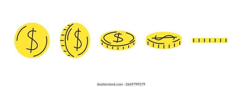 Símbolos de ouro em dólar. Dinheiro vetorial, moeda. Elementos financeiros