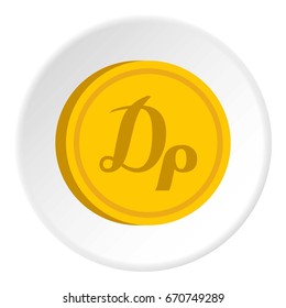 Gold coin with drachma sign icon in flat circle isolated vector illustration for web