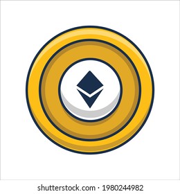 Gold coin with ethereum crypto currency icon illustration