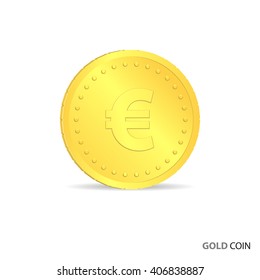 Gold coin with Euro sign