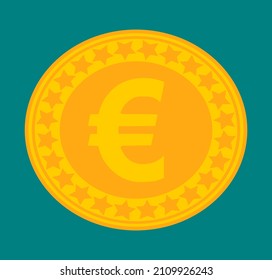 Gold coin with euro sign, European currency