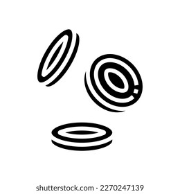 gold coin falling glyph icon vector. gold coin falling sign. isolated symbol illustration