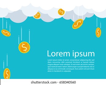 gold coin falling from sky vector