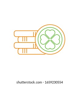 Gold Coin flat icon vector illustration. Coin icon design isolated on white background. St. Patricks Day vector illustration. St. Patrick's Day vector icon trendy flat symbol for website, app, UI.
