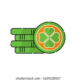 Gold Coin flat icon vector illustration. Coin icon design isolated on white background. St. Patricks Day vector illustration. St. Patrick's Day vector icon trendy flat symbol for website, app, UI.