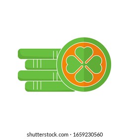 Gold Coin flat icon vector illustration. Coin icon design isolated on white background. St. Patricks Day vector illustration. St. Patrick's Day vector icon trendy flat symbol for website, app, UI.