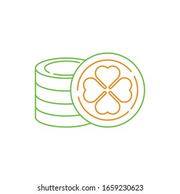 Gold Coin flat icon vector illustration. Coin icon design isolated on white background. St. Patricks Day vector illustration. St. Patrick's Day vector icon trendy flat symbol for website, app, UI.