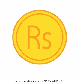Ilustración vectorial de icono plano de la moneda de oro. Moneda como símbolo de moneda. Icono de la línea delgada de la moneda con el signo de la rupia. Moneda de la India.
