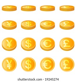 gold coin, four monetary unit vector