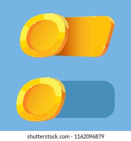 Gold coin for game interface in a mobile casual game. Gold plaque for showing current number of coins.