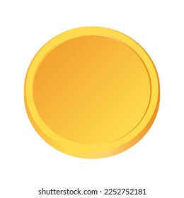 Gold coin. Golden money. Applicable for gambling games, jackpot or bank or financial illustration. Can be used for video game awards, ribbons. Vector illustration.