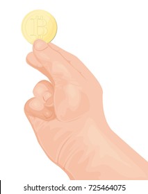 Gold coin at hand. Vector illustration isolated svg