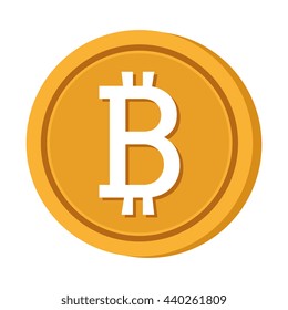 gold coin icon with bitcoin signal over isolated background,vector illustration