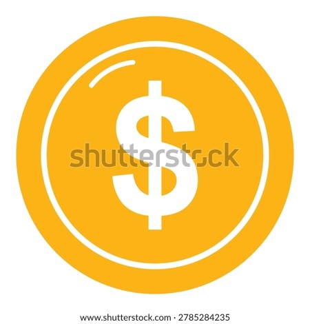 Gold coin icon, gold dollar, gold cent.