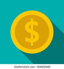 Gold coin icon. Flat illustration of dollar coin icon vector sign for web