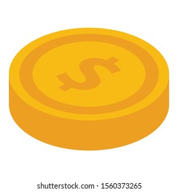 Gold coin icon. Isometric of gold coin vector icon for web design isolated on white background