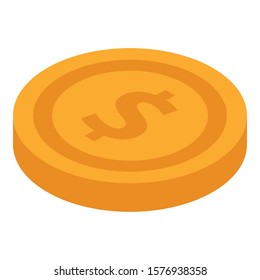 Gold coin icon. Isometric of gold coin vector icon for web design isolated on white background