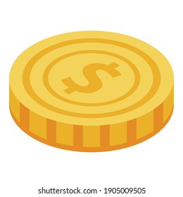 Icono de moneda de oro. Isométrico icono vectorial de monedas de oro para diseño web aislado en fondo blanco