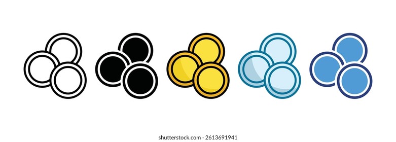 Gold Coin Icon Set Multiple Style Collection
