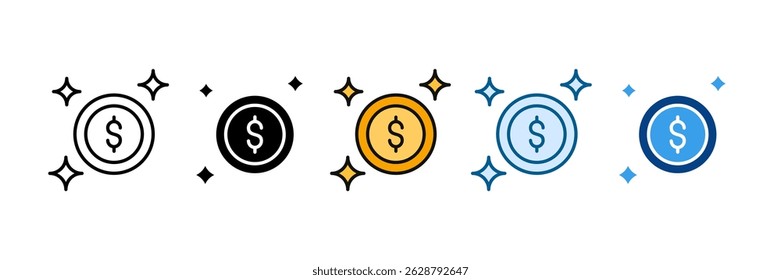 Conjunto de iconos de monedas de oro Colección de estilo múltiple
