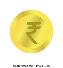 Gold coin icon sign vector, Vector illustration isolated on white background. Editable elements and glare, 