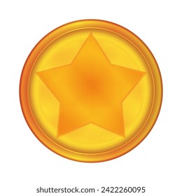 Gold Coin Icon with Star. Rotating Golden Money Sign. Business Success. Colorful vector illustration isolated on white background.