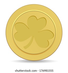 gold coin with the image of shamrock clover 