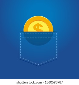 a gold coin inside pocket