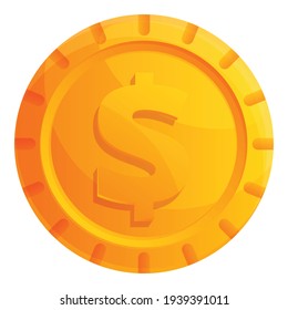 Icono de interfaz de moneda de oro. Caricatura del icono del vector de la interfaz de la moneda de oro para el diseño web aislado en fondo blanco