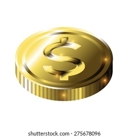 Gold Coin, Isolate, white background, Vector