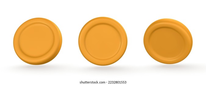 Gold coin isolated on white background. Vector illustration.