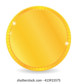 Gold coin. Gold coin isolated on a white background. Gold coin, vector illustration.