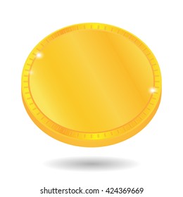 Gold coin. Gold coin isolated on a white background. Gold coin, vector illustration.