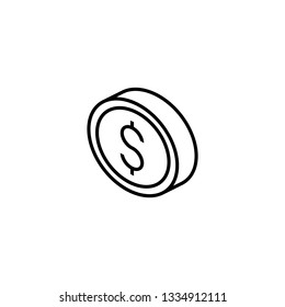 Gold coin isometric outline icon