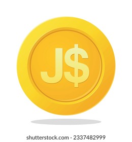 Gold coin with Jamaican Dollar sign. Jamaica Currency symbol. Financial items.