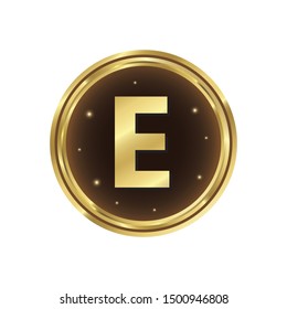 Gold coin with letter E design vector