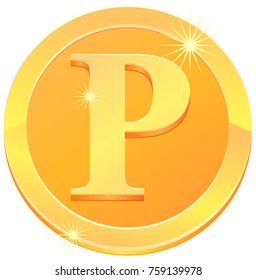Gold Coin Letter P Design Vector Stock Vector (Royalty Free) 759139978 ...
