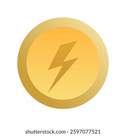 Gold coin with a lightning bolt symbol, representing energy, power, cryptocurrency, or financial transactions. Perfect for fintech, electric power, and gaming-related designs.