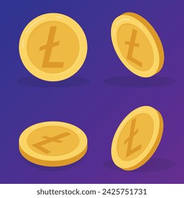 Gold coin with litecoin symbol vector illustration