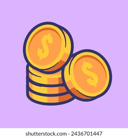 Goldmünze Geld Cartoon Vektor Icon Illustration. Business Finance Icon Concept Isolated Premium Vector. Flacher Zeichentrickstil